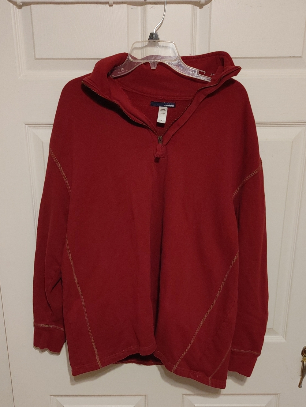 Basic Editions Men's Deep Red Half-Zip Sweatshirt